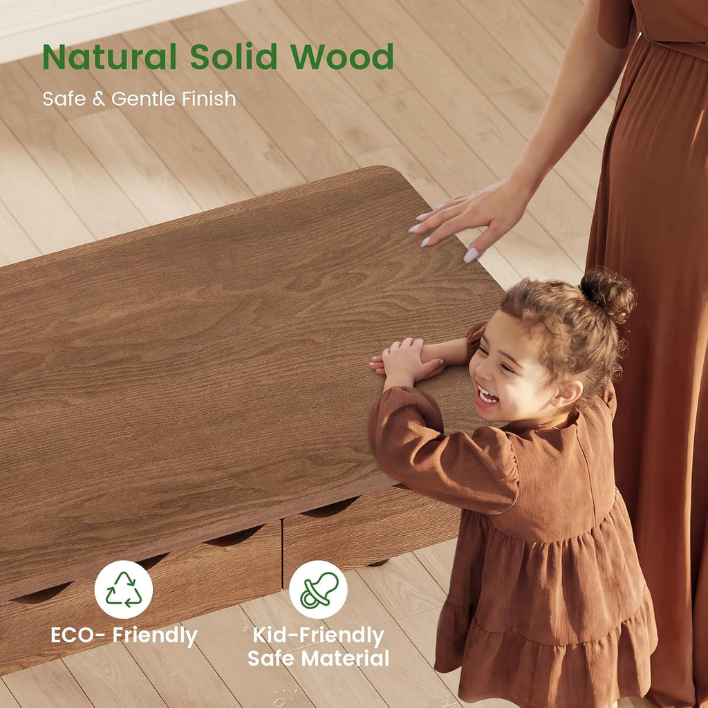 SEDETA Solid Pine Wood Computer Desk, 47'' Executive Home Office Desk with 3 Wood Drawers for Work Study Writing Bedroom, Makeup Vanity Desk, Brown