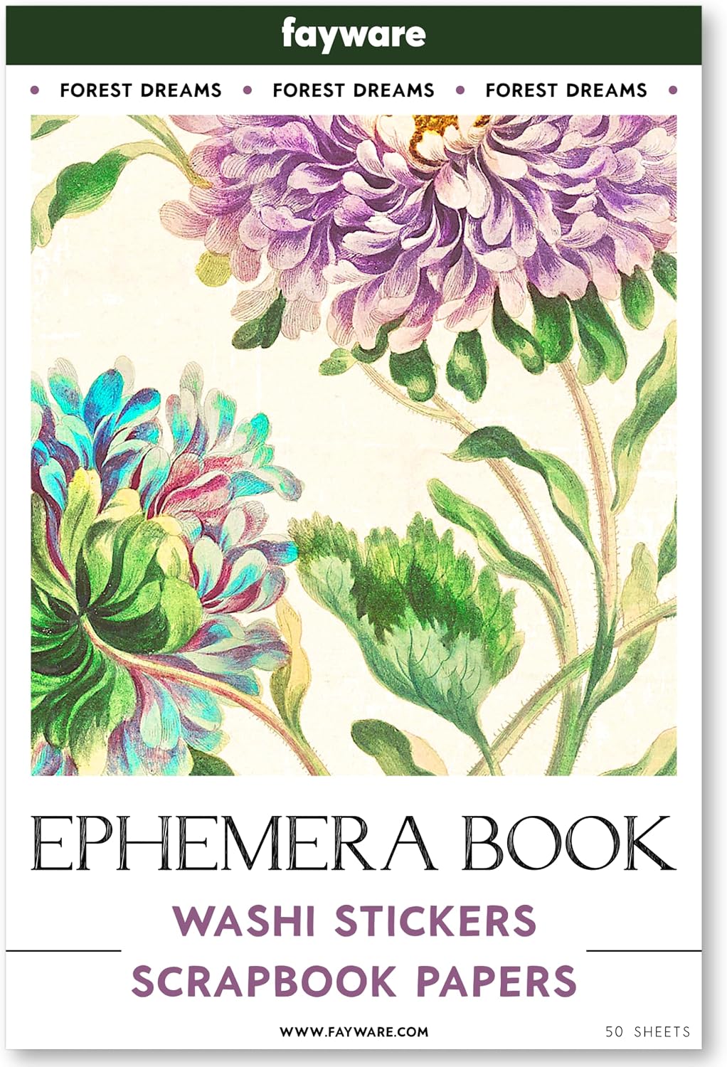 FAYWARE: Vintage Botanical Ephemera Sticker Book for Junk Journaling – 453 Washi Stickers & 20 Decoupage Sheets