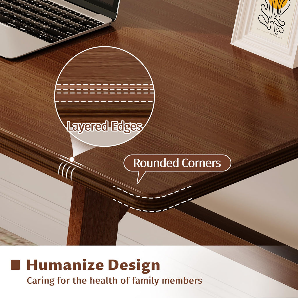 IOTXY Solid Wood Writing Table - 60" W Minimalist PC Computer Desk, Oak