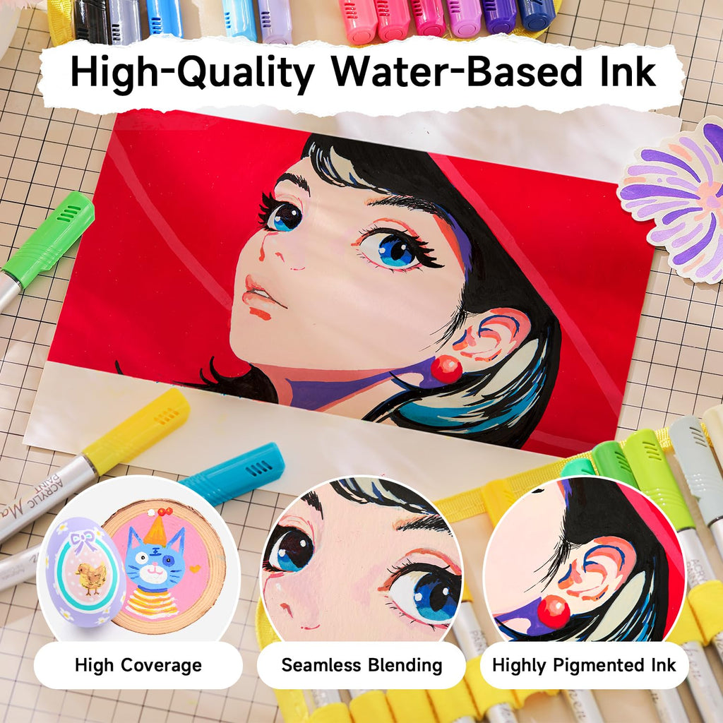 Shuttle Art 96 Colors Dual Tone Refillable Acrylic Markers with 100 Refills