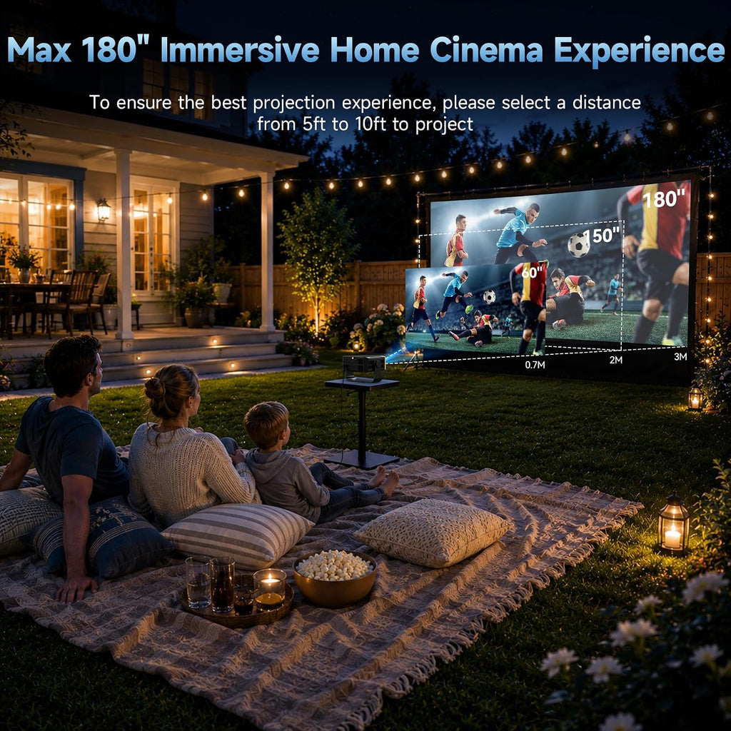 Projector with WiFi and Bluetooth, Auto Keystone, Remote, Focus HDMI USB Compatible with iOS/Android Phone, Laptop, TV Stick, PS5, Home Theater (Black-Yellow)
