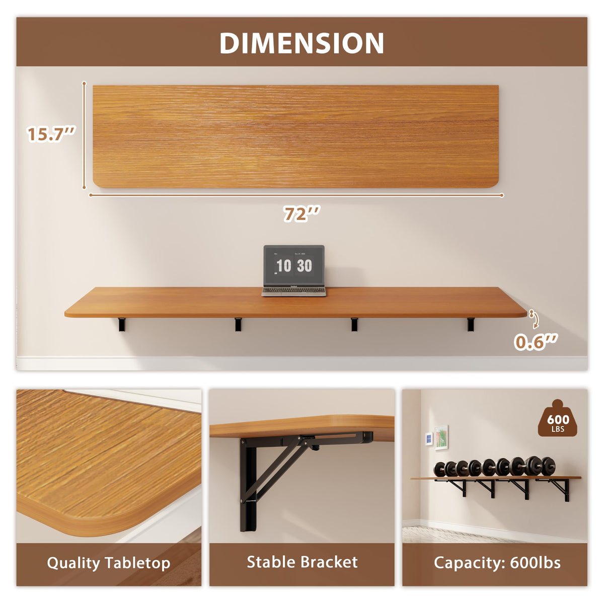 Dogsky Wall Mounted Folding Table 24x15.7 in - 100LB Capacity