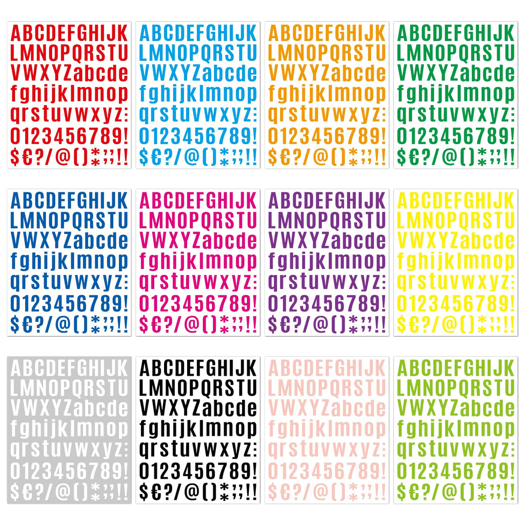 1512 Letter Stickers 12 Sheets Alphabet Stickers Vinyl Self-Adhesive Number Alphabet Vinyl Stickers, Mailbox Numbers Labels DIY Crafts Art Making, Decals for Sign,Scrapbook, Classroom Decor, Door