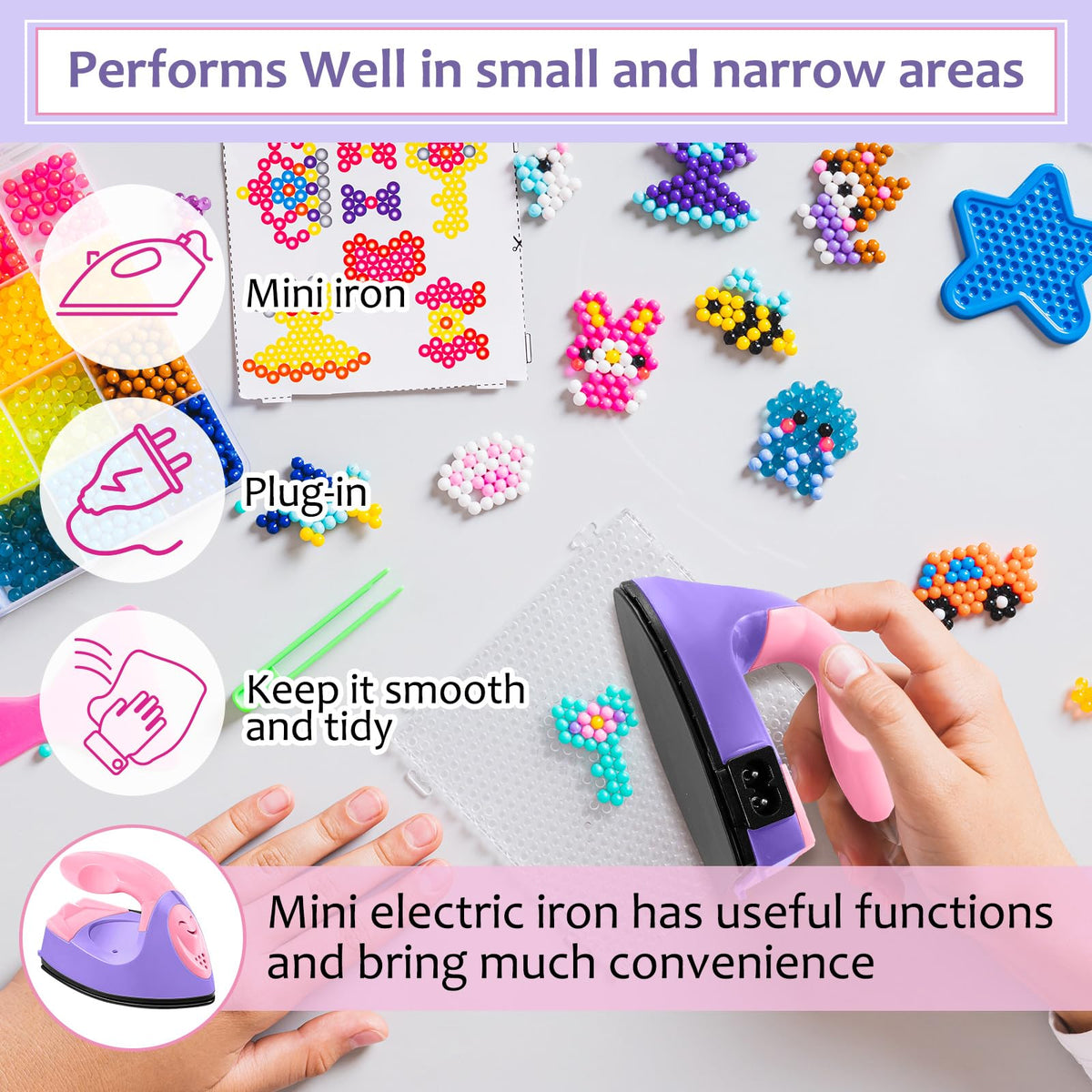 Honoson Mini Iron for Craft Small Iron on Patch Fuse Bead, Mint Green
