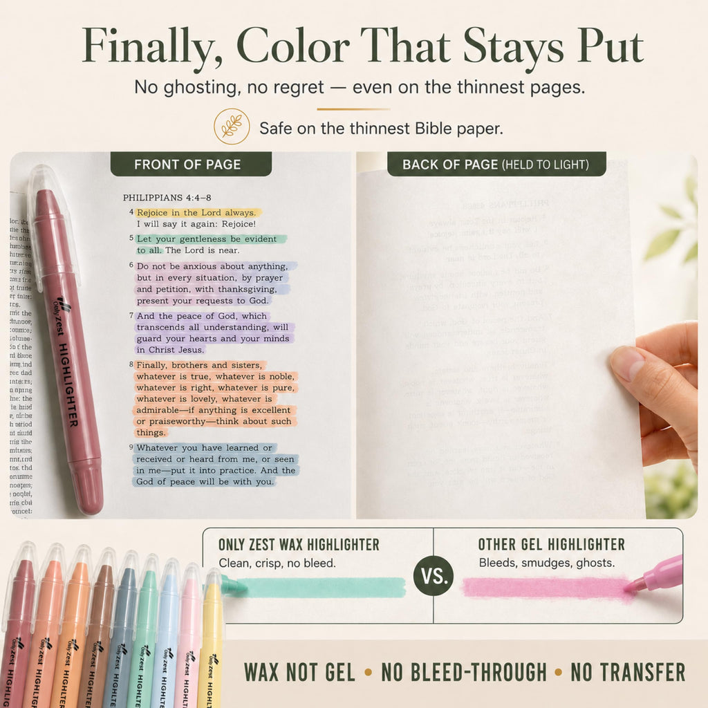 10 Pack Bible Safe Highlighters - Pastel Color, Wax Highlighters