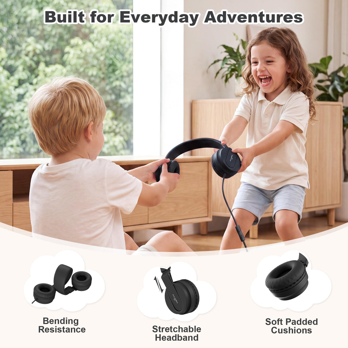 AILIHEN I35 Kids Headphones for School with Mic, 93dB Volume, Green Purple
