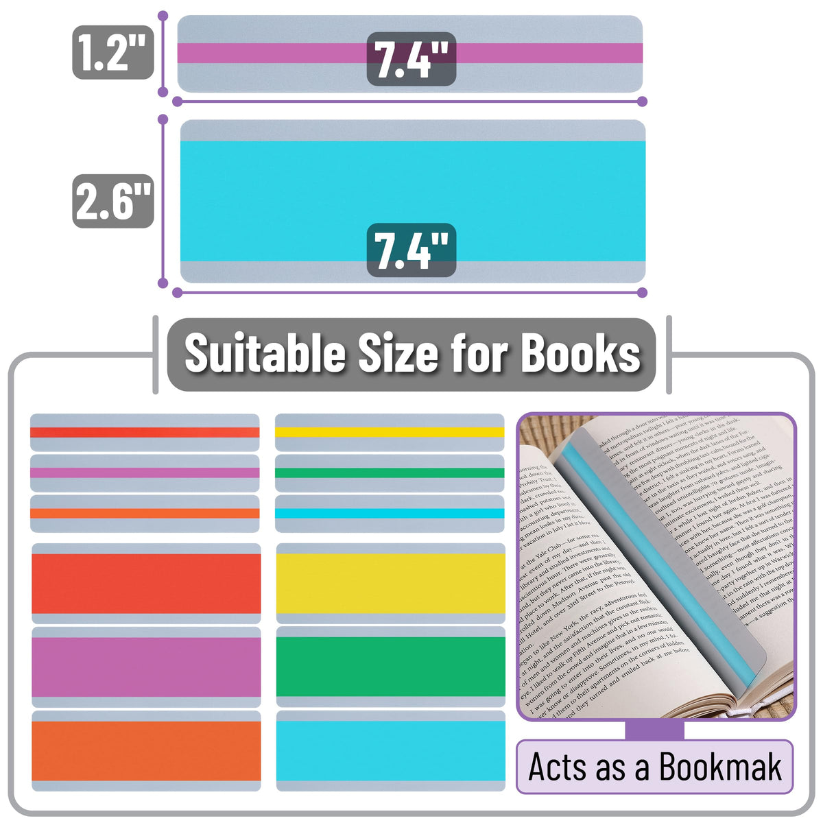 Mr. Pen- Guided Reading Strips, 18 Pack, Colorful, Bookmarks for Kids