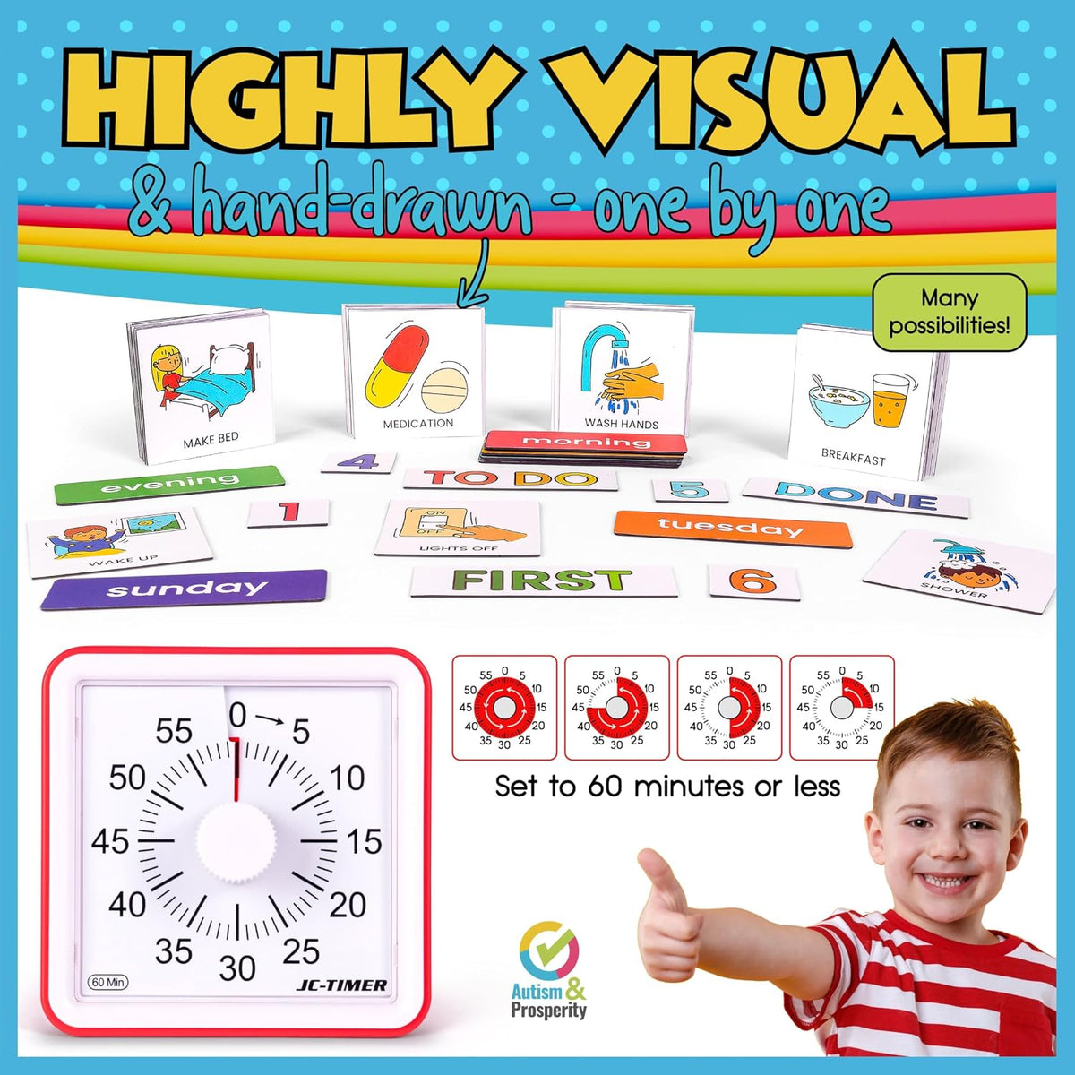 Autism & Prosperity Time Schedule Tasks - Autism Learning Materials, Special Education Autism Sensory Products, Sensory Toys for Kids with Autism, Visual Schedule for Kids with Autism Age 4 5 7 8 12