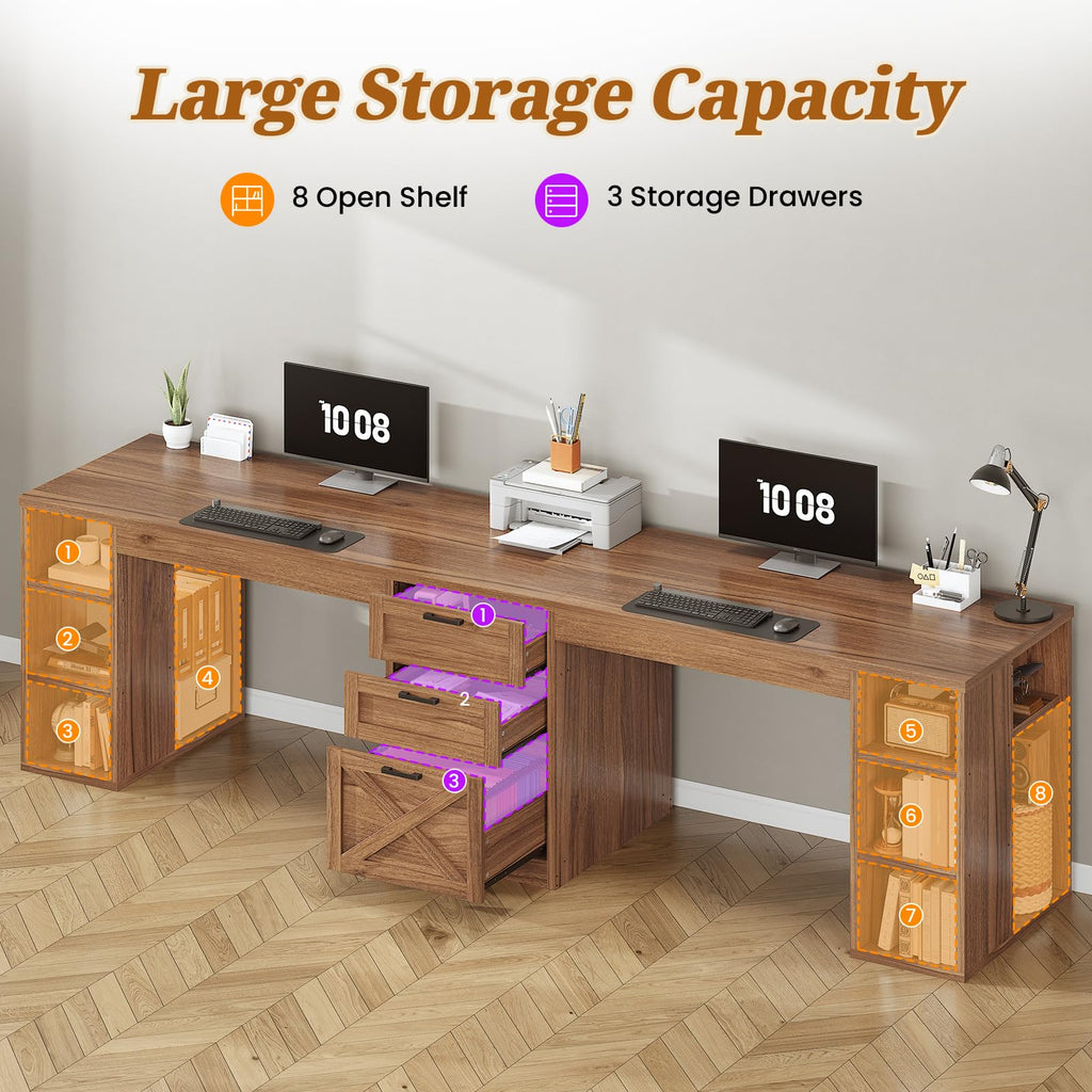 SEDETA 96.5-Inch Two-Student Desk with Drawers