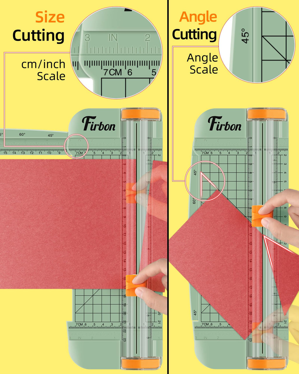 Firbon A5 Paper Cutter, Small Straight Paper Trimmer with Side Ruler