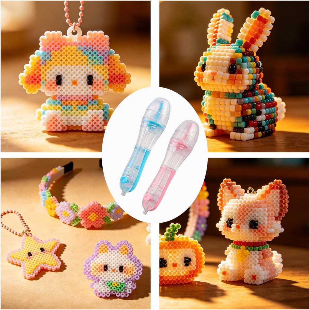 2.6mm Fuse Bead Pen with Automatic Dispenser - 2 Pieces High Capacity & Transparent Fuse Bead Dispenser Perler Bead Tools No Jams for Holiday Home DIY Parent-Child Interaction and Kid's Crafts Boosts