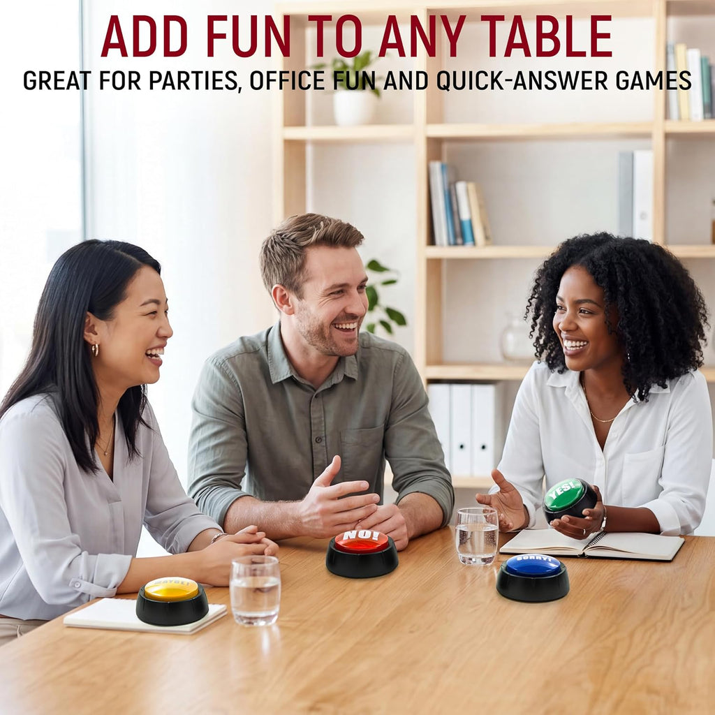 Yes No Maybe Sorry Sound Buttons, Set of 4 Talking Answer Buzzers