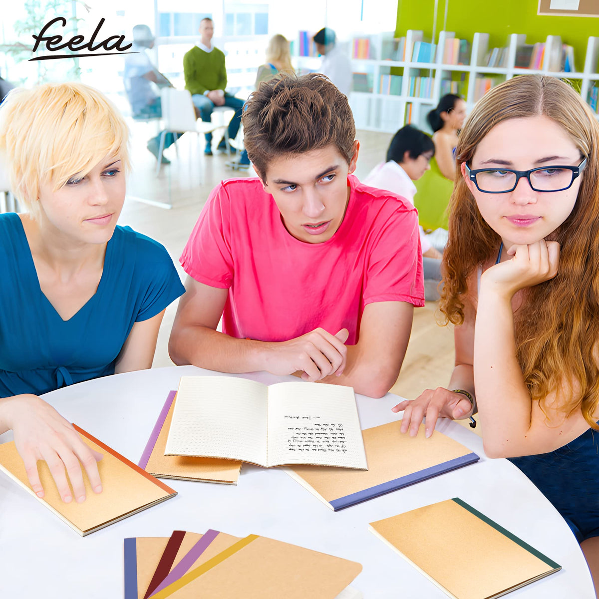 Feela 56-Pack A5 Kraft Notebooks – 60 Pages, Lined | Rainbow Spine Bulk Journal Set for Classrooms & Junk Journaling