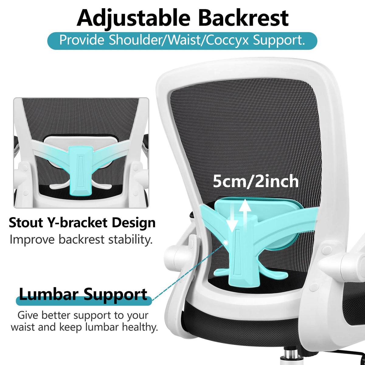 FelixKing Office Chair, Ergonomic Desk Chair Breathable Mesh Chairs Adjustable High Back Lumbar Support Flip-up Armrests, Executive Rolling Swivel Comfy Computer Chairs Home Office Black