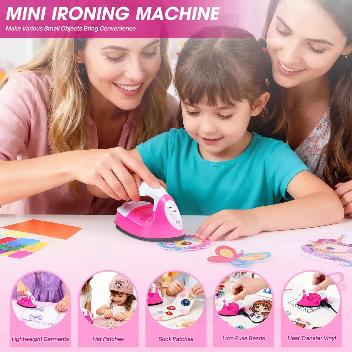 Mini Heat Press Portable Craft Iron For Fuse Beads, Black