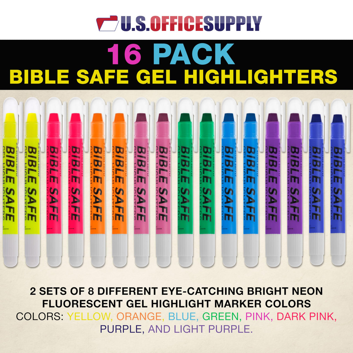 U.S. Office Supply Bible Safe Highlighter, Set of 6 Assorted Colors