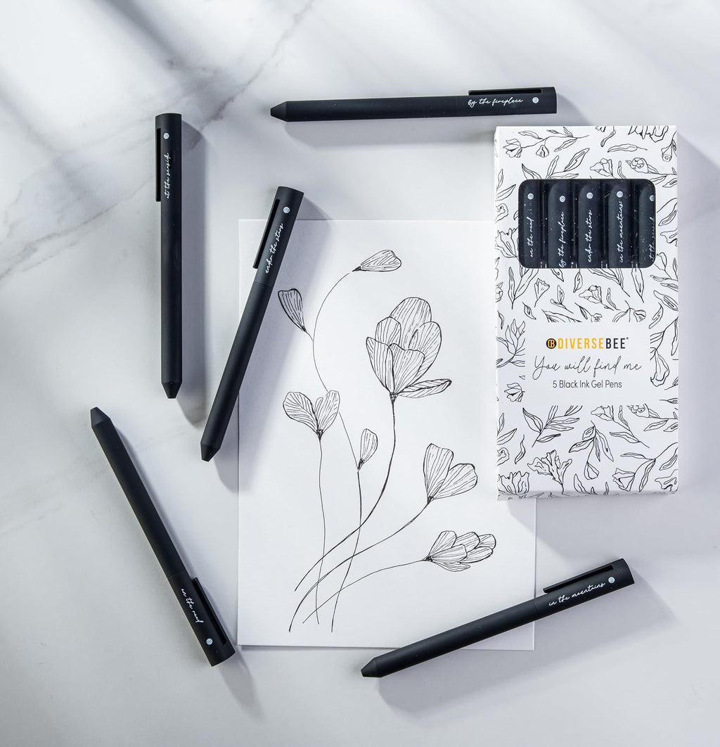 DIVERSEBEE Black Gel Ink Pens, 0.5 mm Gel Pens Fine Point