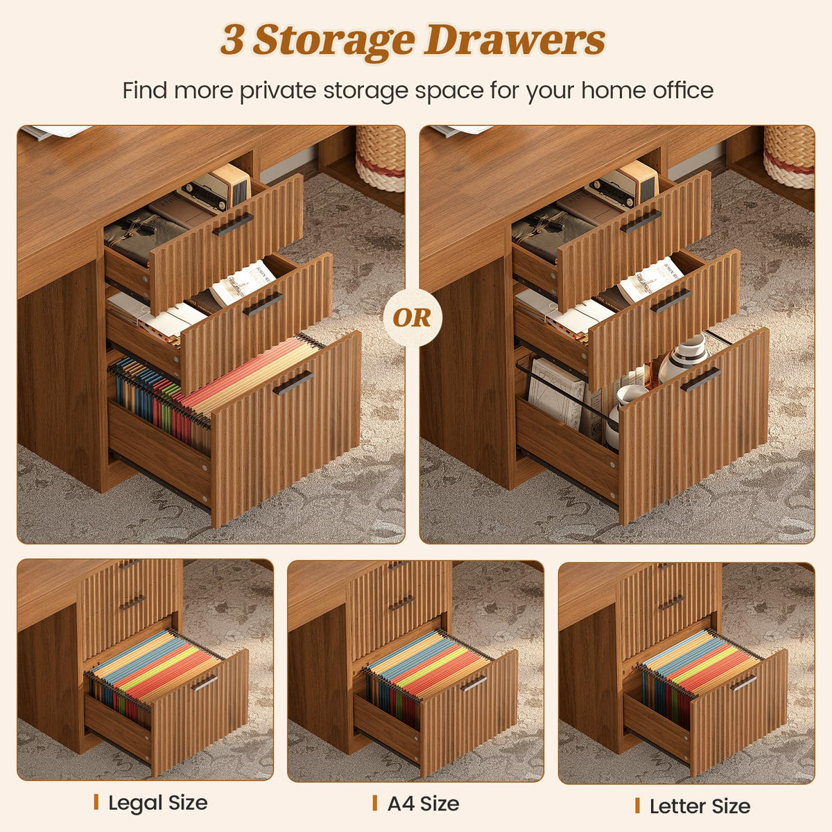 SEDETA 96.5-Inch Two-Student Desk with Drawers