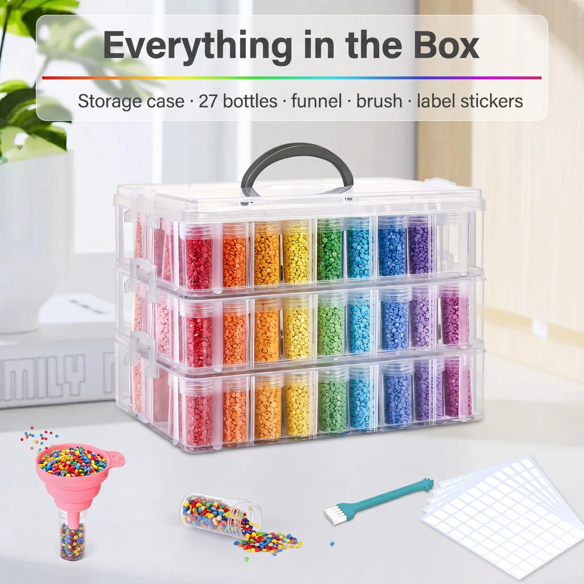 Diamond Art Storage Organizer, 200 Jars, 4-Tier Stackable Case
