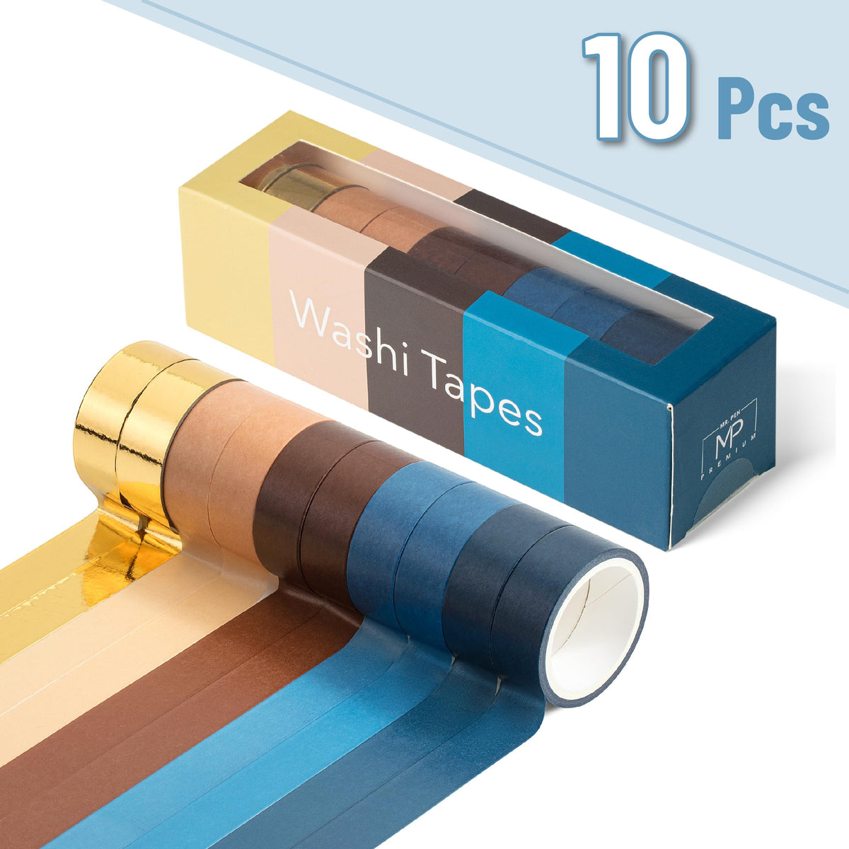 Mr. Pen- Washi Tape Set, 10 Rolls, 5.5 Yards/Roll