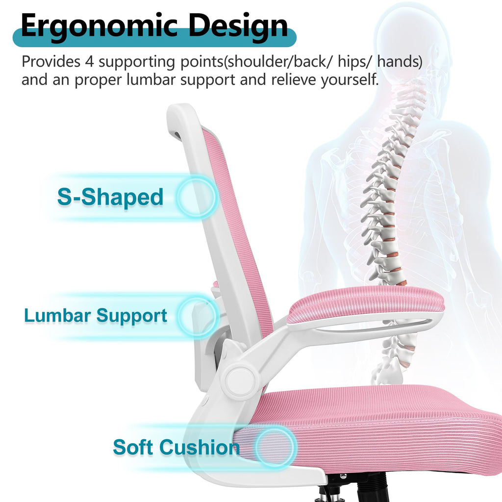 FelixKing Office Chair, Ergonomic Desk Chair Breathable Mesh Chairs Adjustable High Back Lumbar Support Flip-up Armrests, Executive Rolling Swivel Comfy Computer Chairs Home Office Black