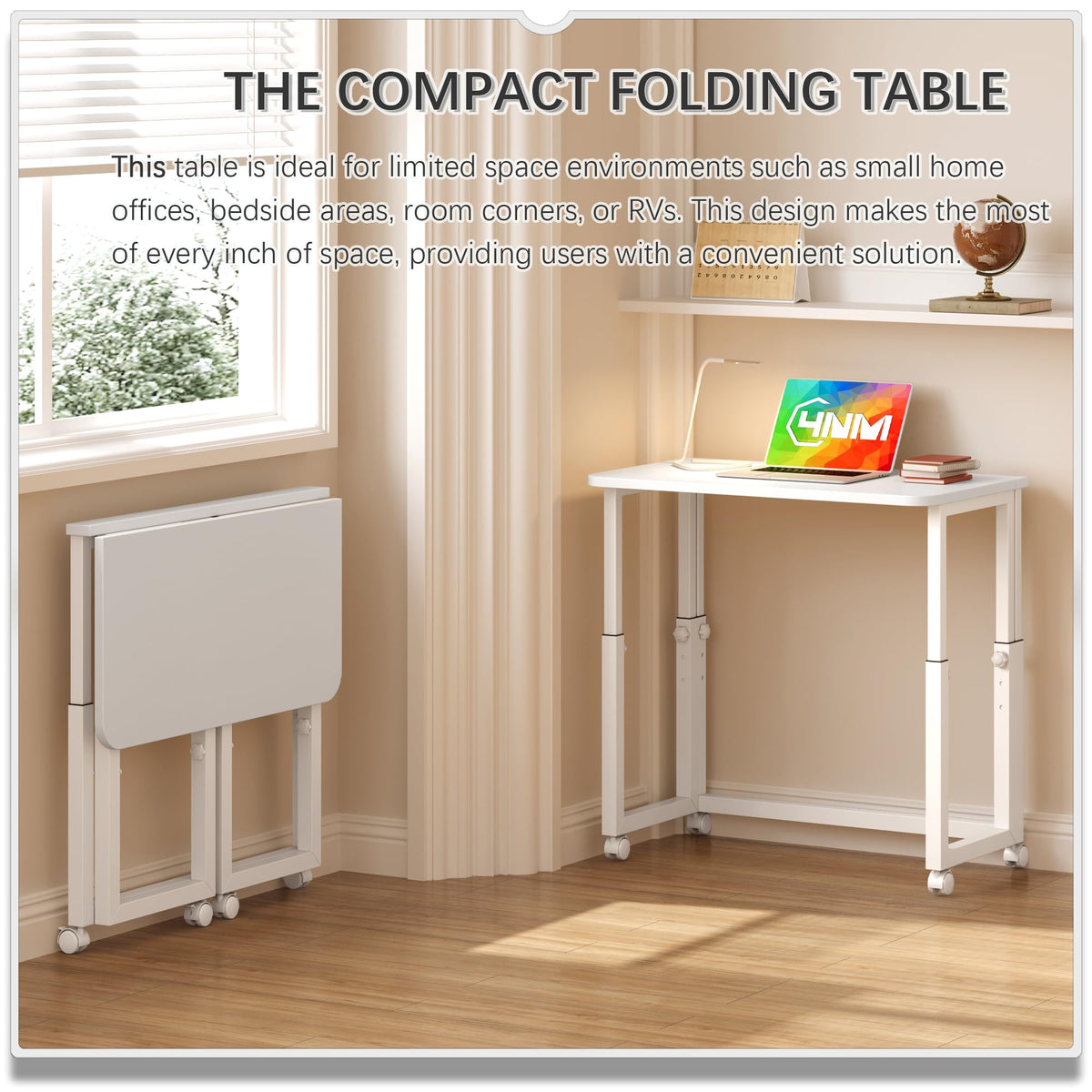 4NM 27.5-Inch Folding Student Desk with Wheels