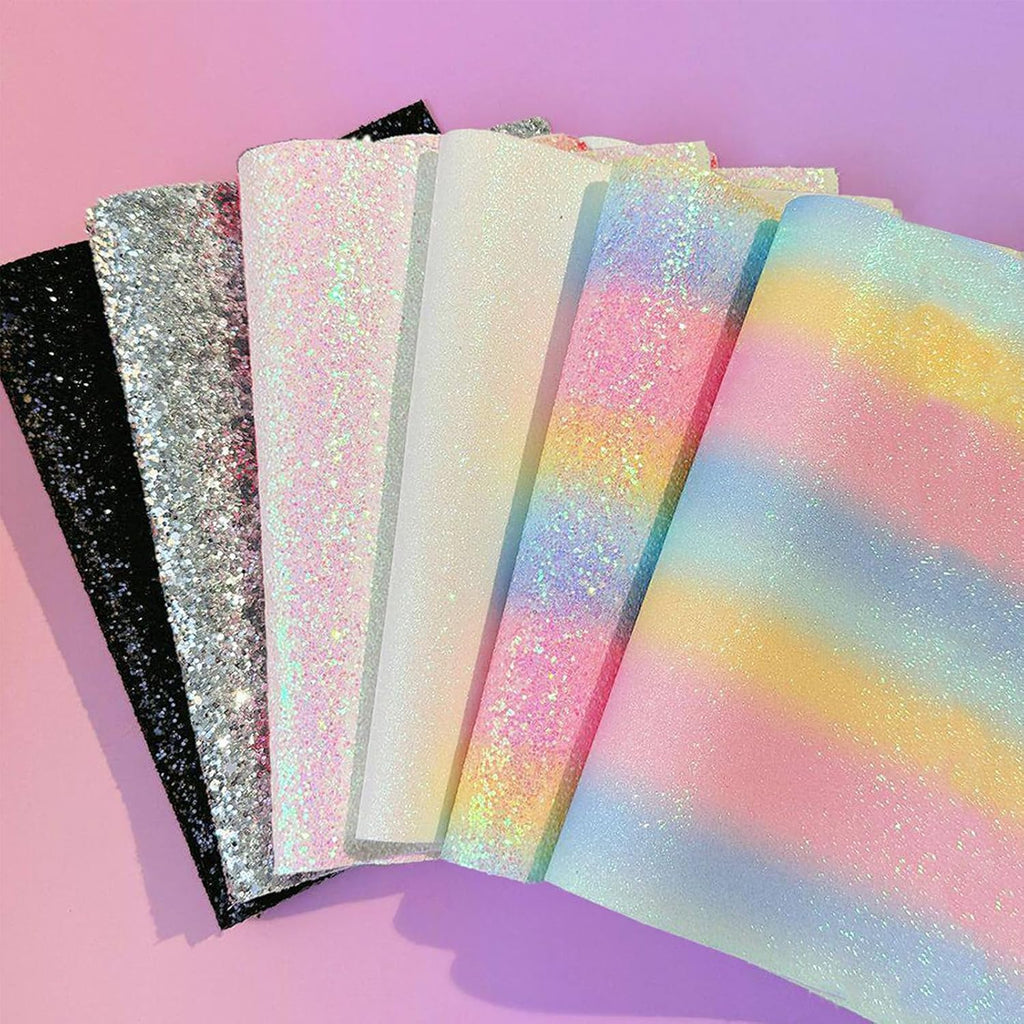 6 Sheets Rainbow Glitter Iron Paper for Perler Beads 7.8x6 Inch