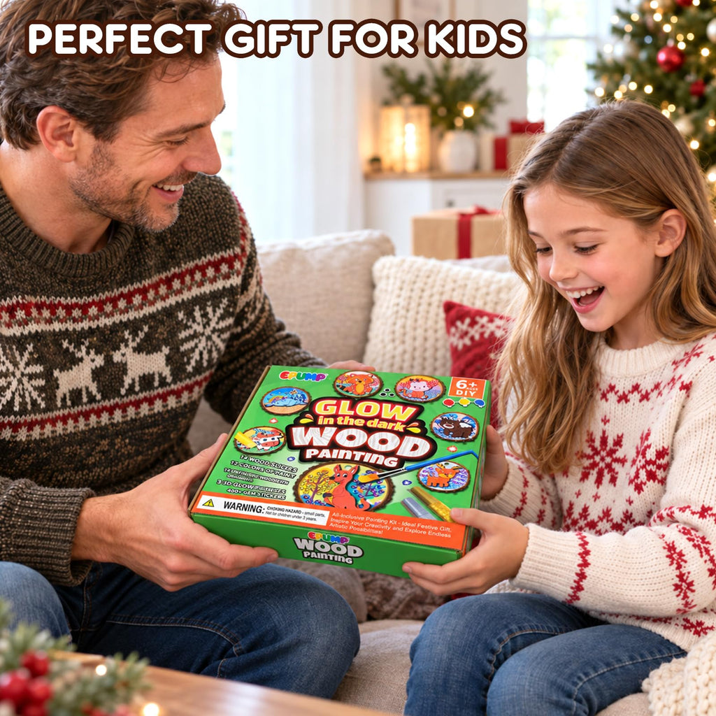Wooden Painting Kit for Kids, Arts and Crafts Gift Set for Boys Girls 6-12