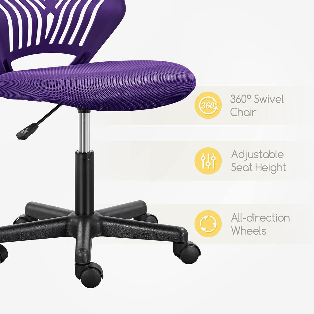 Yaheetech Small Desk Chair, Armless Adjustable Swivel Seat, Green