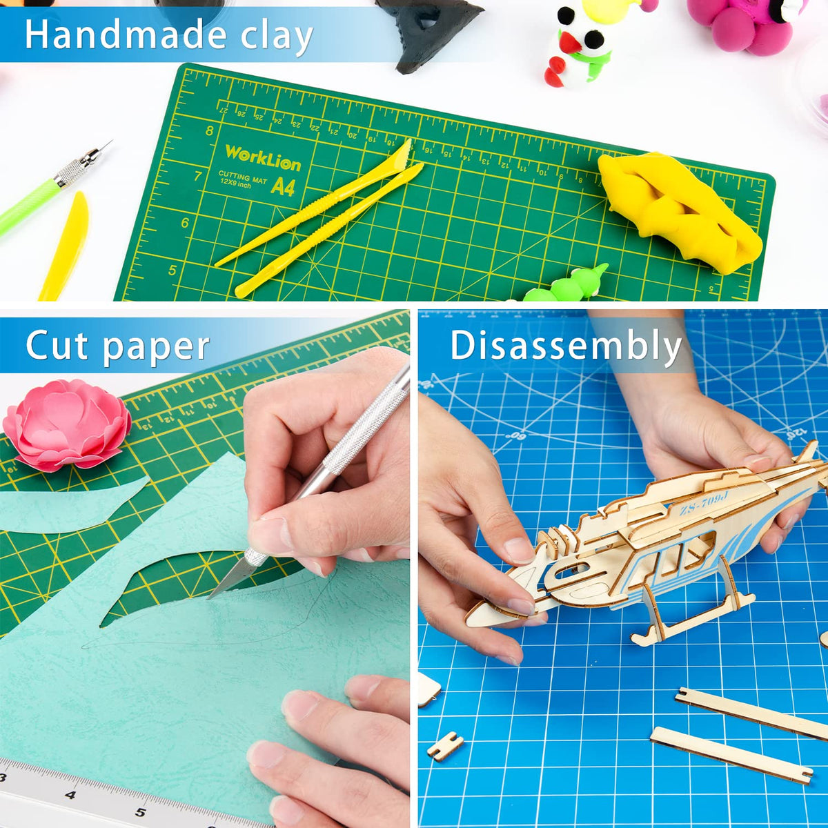 WORKLION 12" x 18" Art Self Healing PVC Cutting Mat, Double Sided, Gridded Rotary Cutting Board for Craft, Fabric, Quilting, Sewing, Scrapbooking Project……