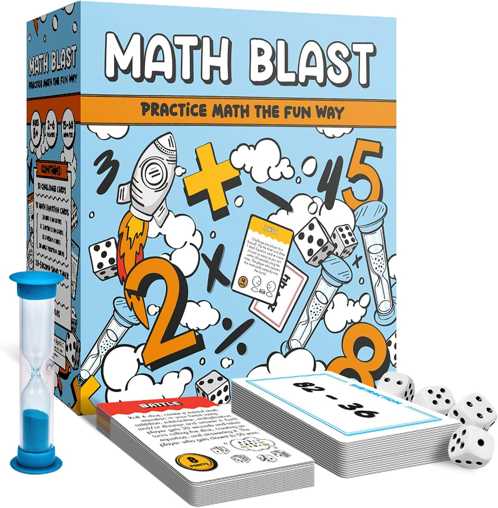 Math Blast! Mental Math Card & Dice Game — Addition, Subtraction, Multiplication & Division (Ages 8–12)