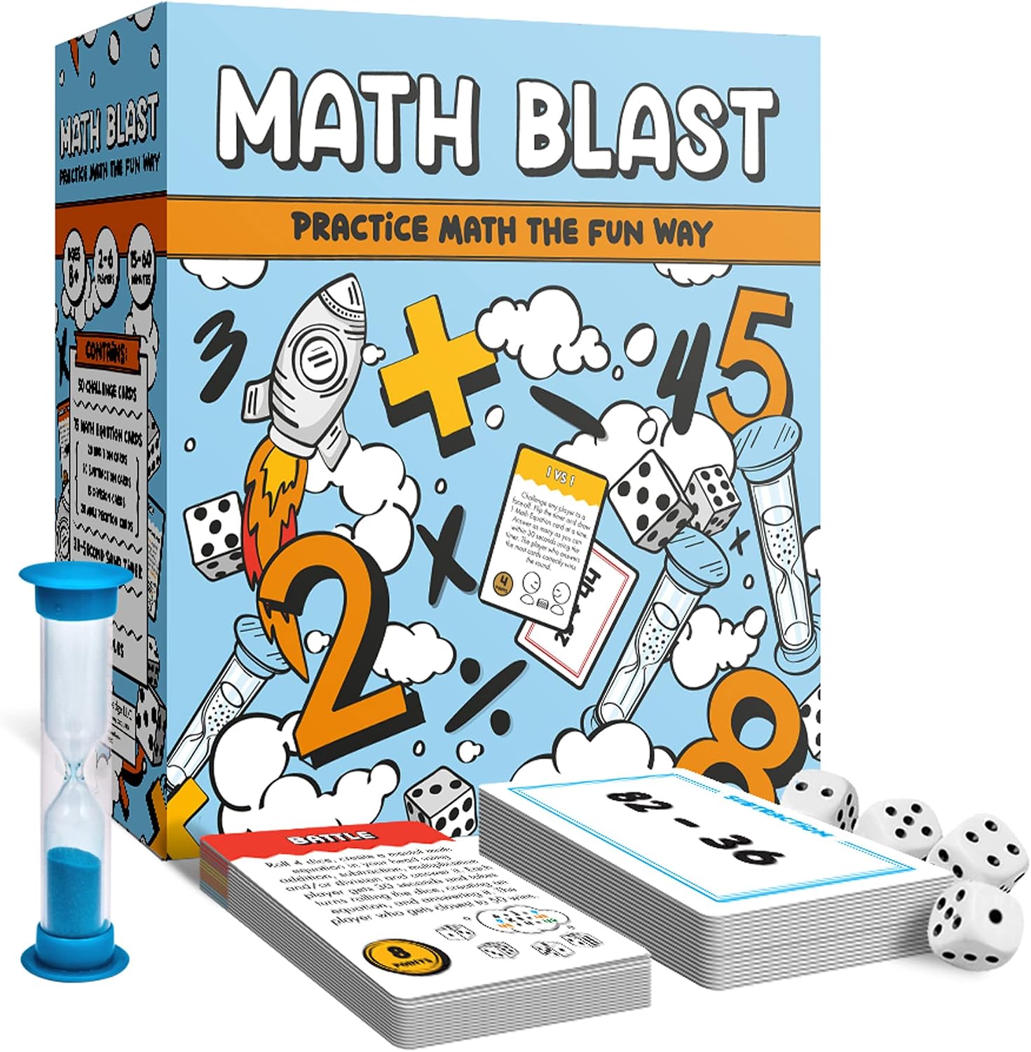 Math Blast! Mental Math Card & Dice Game — Addition, Subtraction, Multiplication & Division (Ages 8–12)