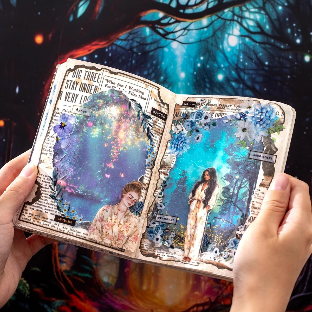 60PCS Twilight Forest Washi Stickers, Mystical Woodland Scenes for Journals, Scrapbooking, DIY Crafts and Gift Wrapping