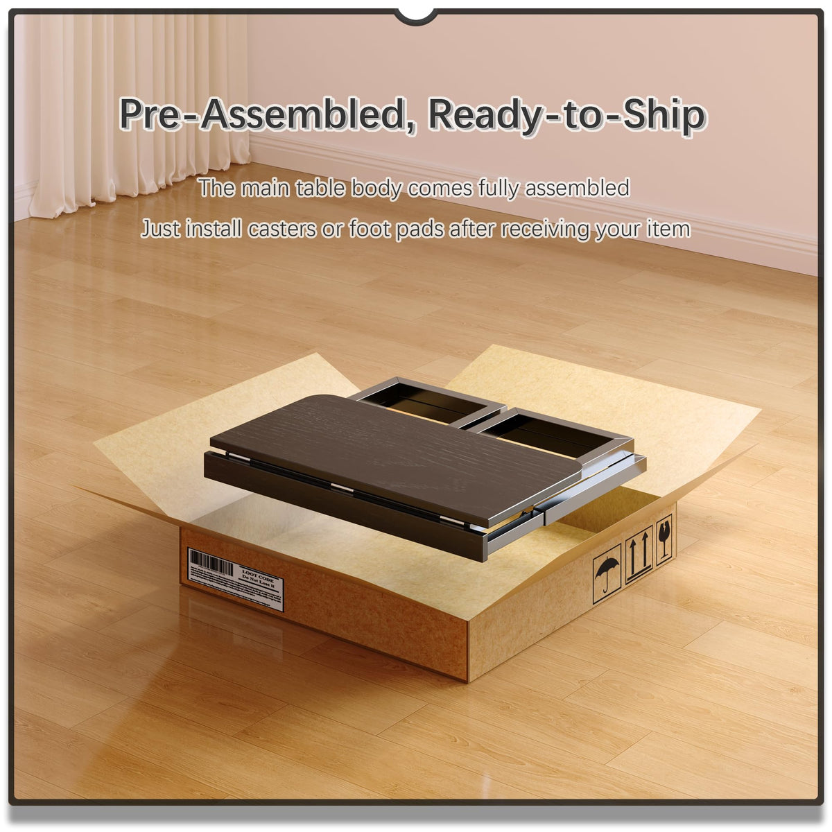 4NM 27.5-Inch Folding Student Desk with Wheels