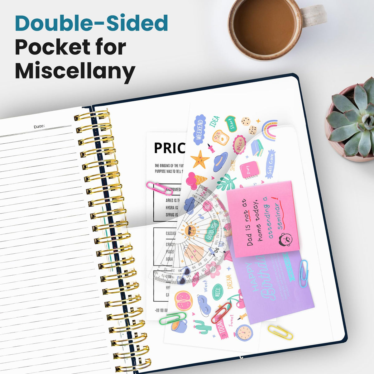 Taja Spiral Notebooks for Work 5 Subject Notebook with Removable Dividers