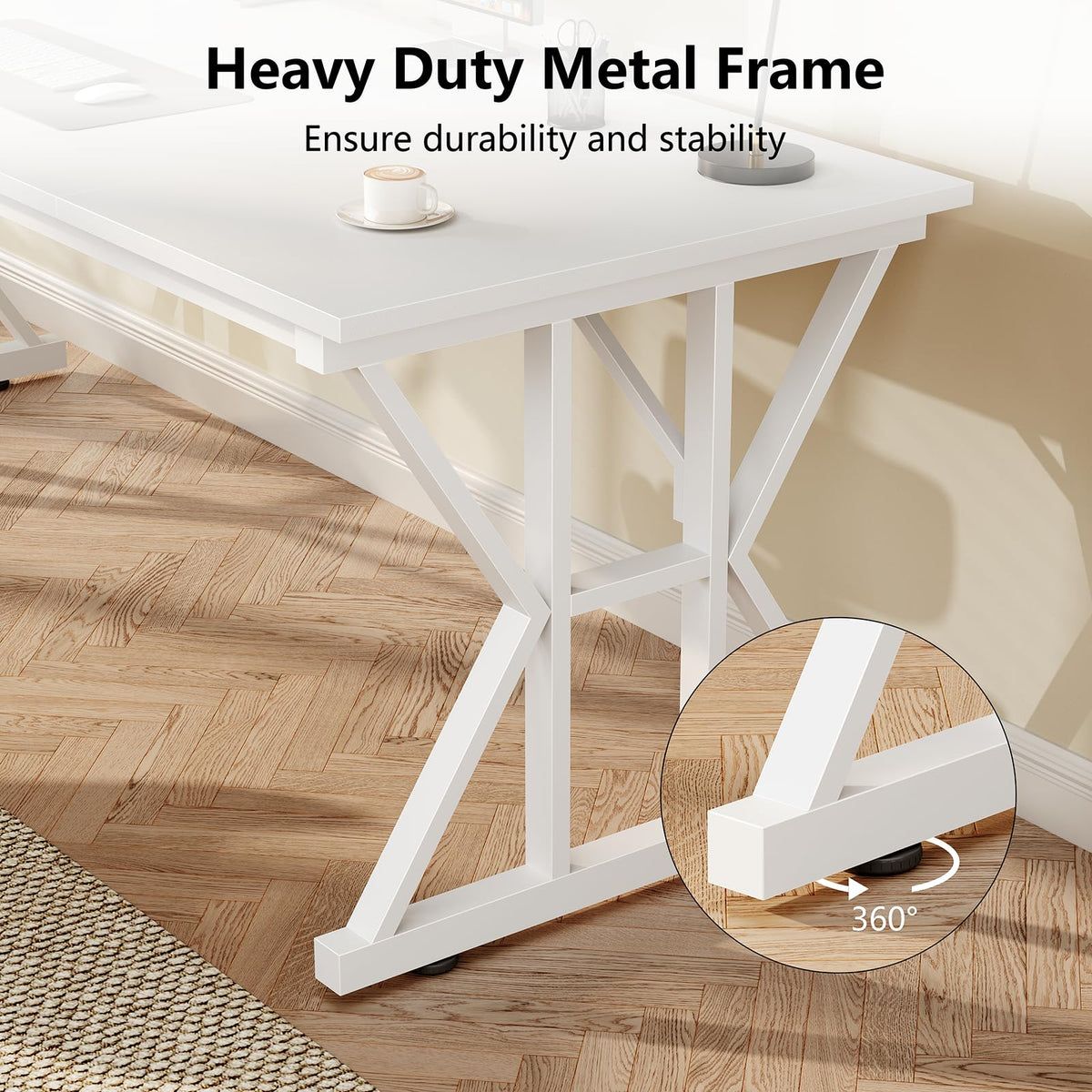 63" Large Computer Desk with Thickened Frame for Home Office, Living Room