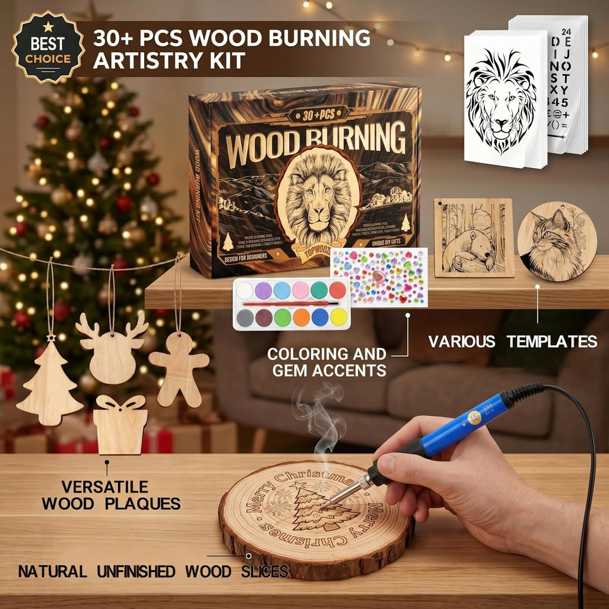 TOPWOOZU Wood Burning Tool Kit for Adults Beginners Christmas Gifts for Men