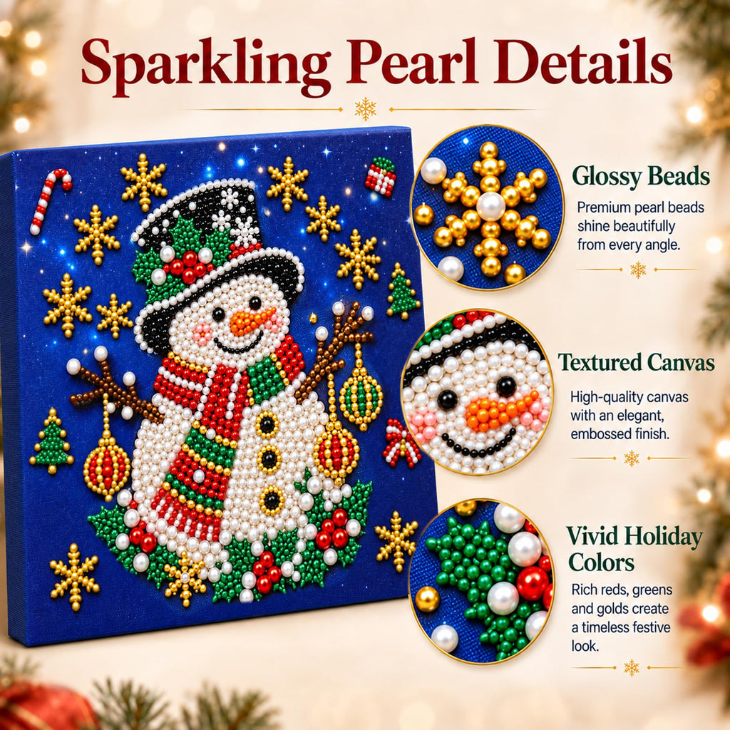 6 PCS DIY Pearl Diamond Art Kits for Adults, Wooden Christmas Ornaments