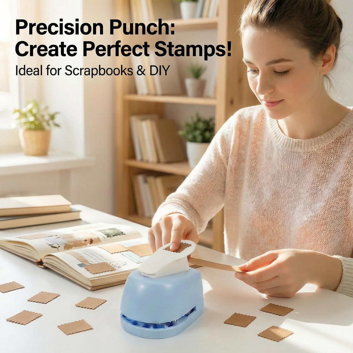Stamp Punch, 1.5 * 1.5inch Square Stamp Puncher Postage Stamps Punches, Stamps Shaped Paper Punch, Lever Paper Punches for Crafting,Craft Cutter Hole Puncher for Scrapbooking Journaling Card Making