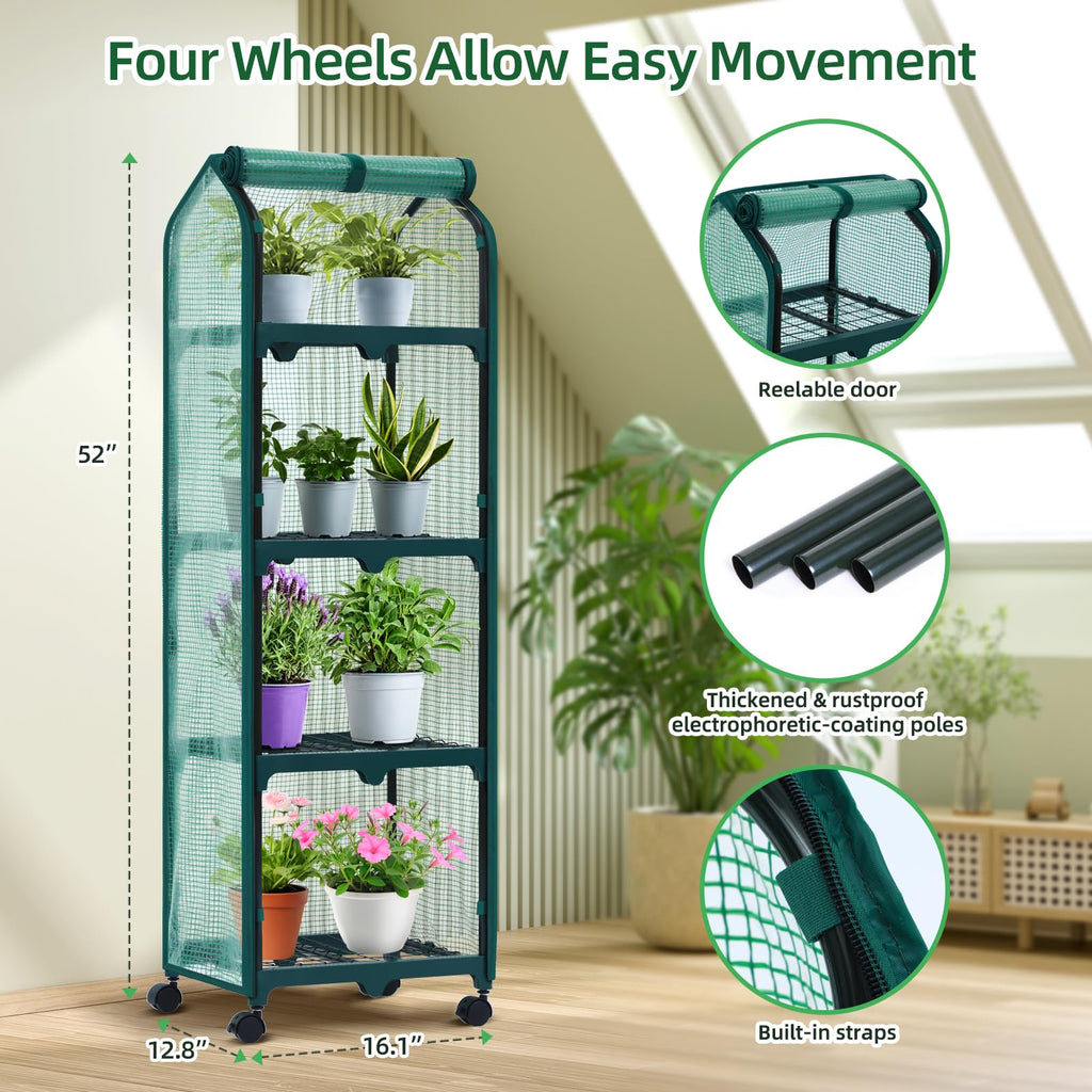 Ohuhu Portable Greenhouse with 4 Shelves (Mini & Large Sizes)