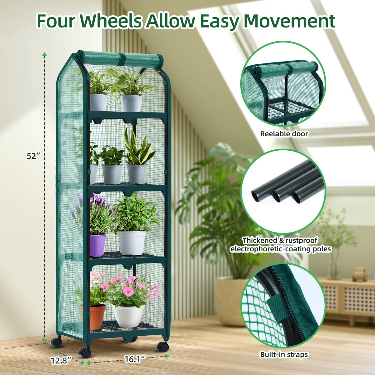 Ohuhu Portable Greenhouse with 4 Shelves (Mini & Large Sizes)
