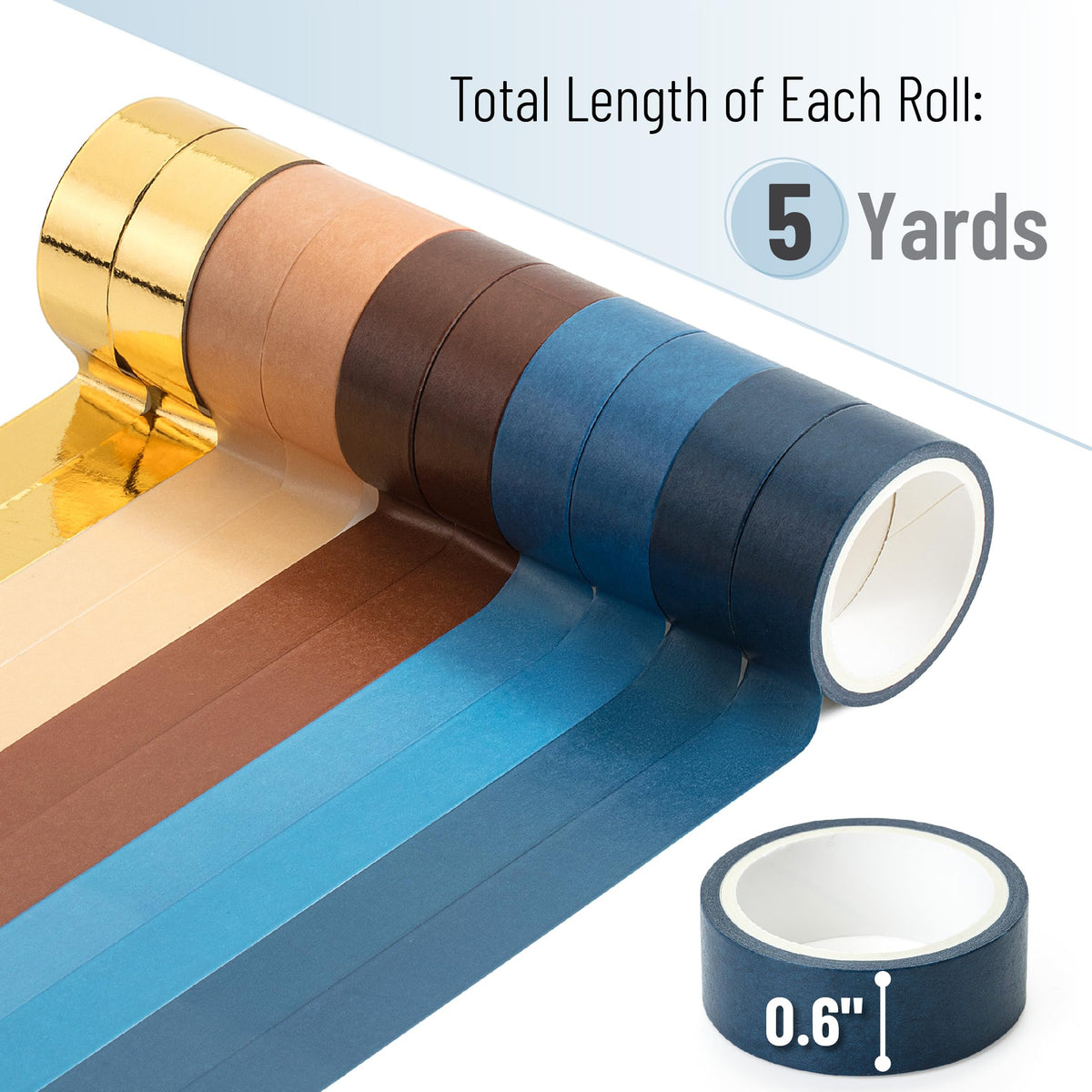 Mr. Pen- Washi Tape Set, 10 Rolls, 5.5 Yards/Roll