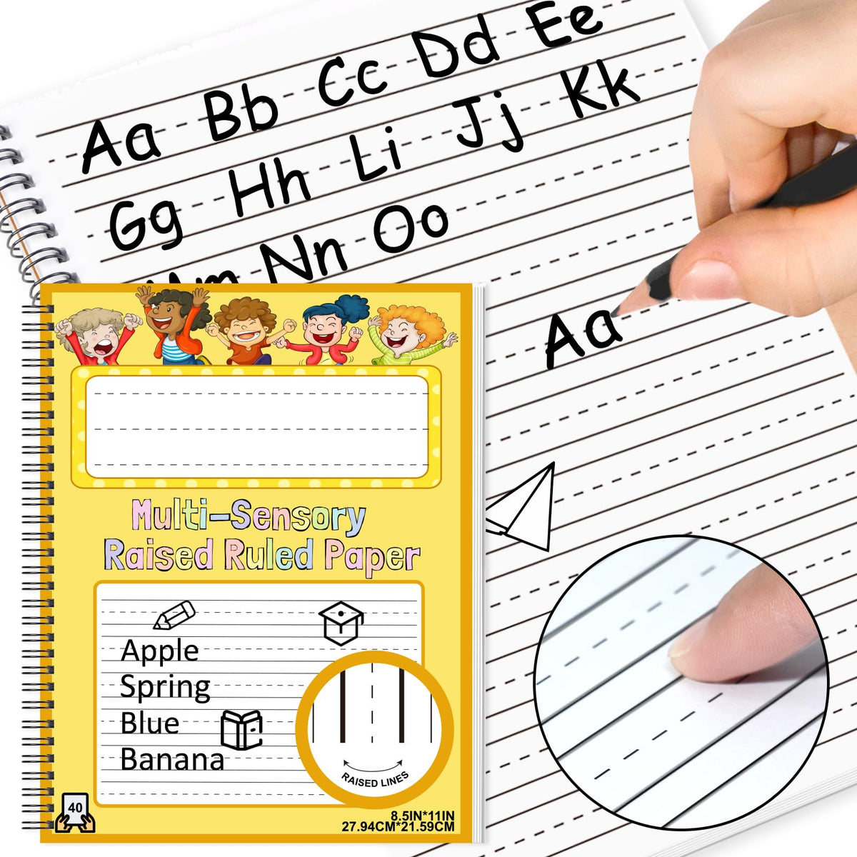 DOSTATNI Raised-Line Spiral Handwriting Pad (40 Sheets per Pad)