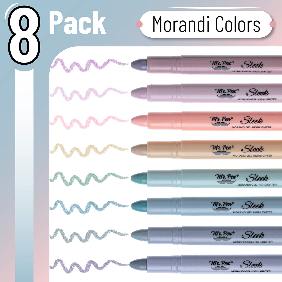 Mr. Pen- No Bleed Gel Highlighters, Vibrant Colors, 8 Pack