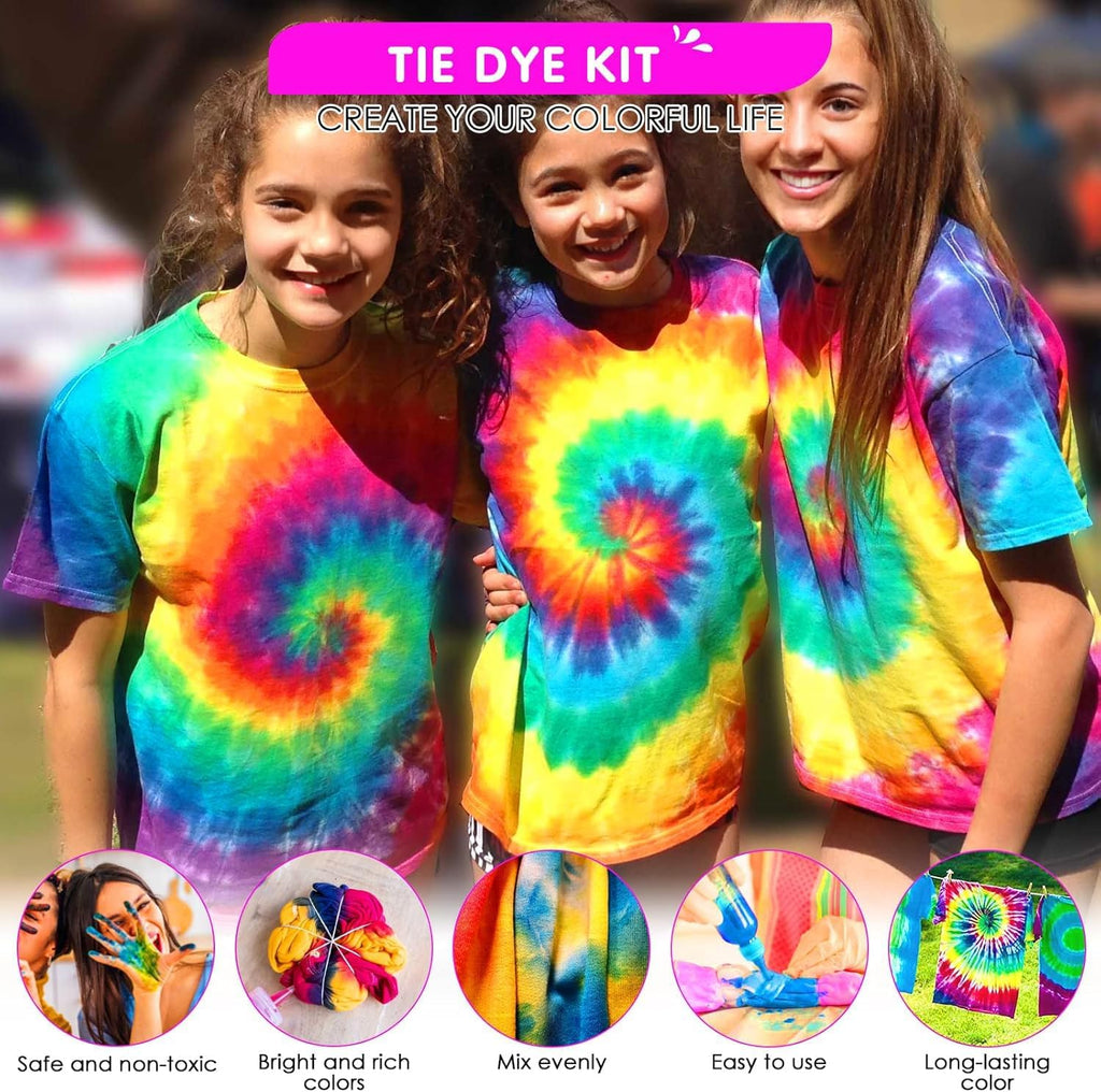 HTVRONT Tie Dye Kit, 32 Vibrant Vivid Permanent Colors, Just Add Water