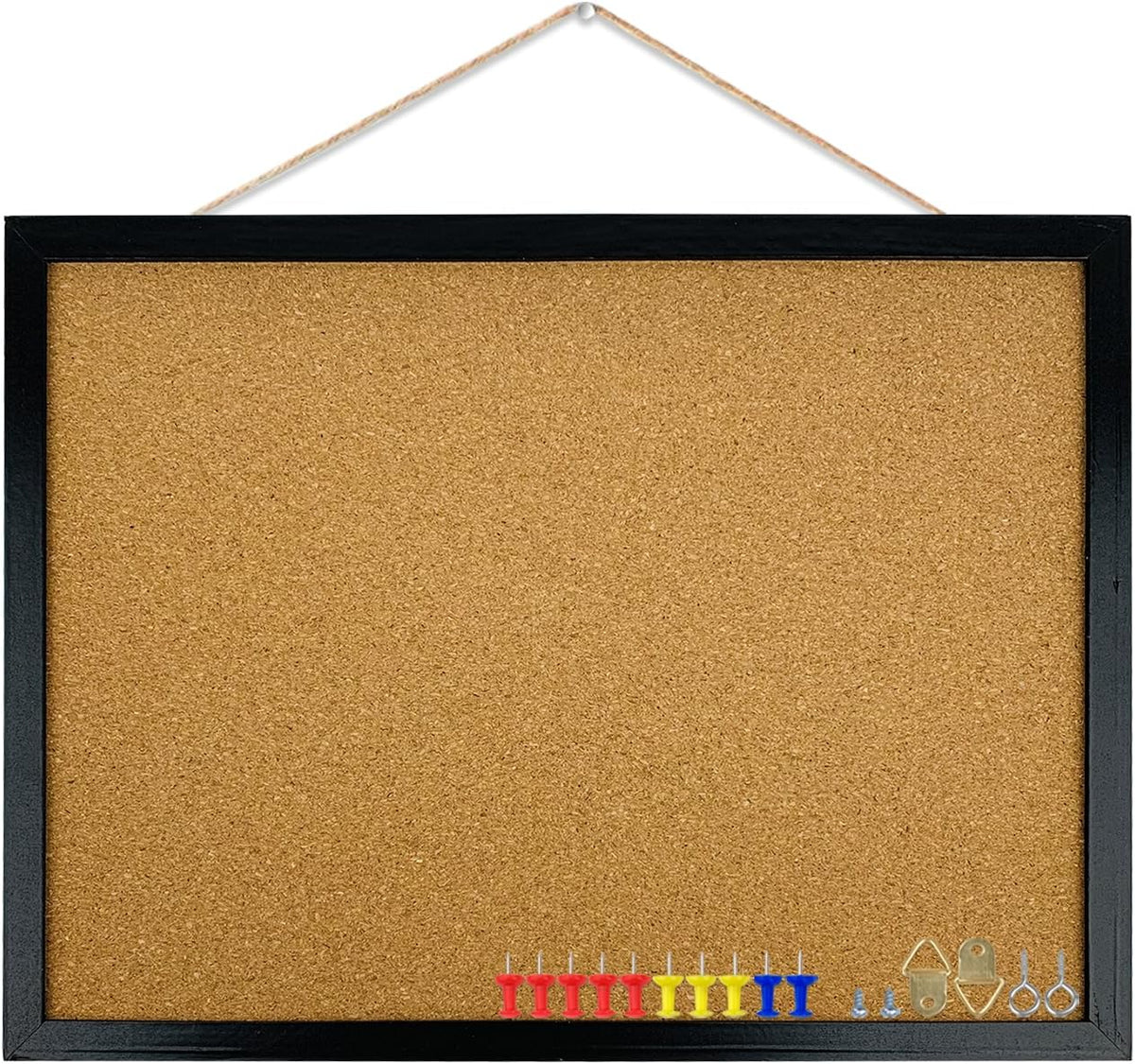 Black Wood-Framed Cork Bulletin Board, 17.7 × 13.3 Inches (K–12)