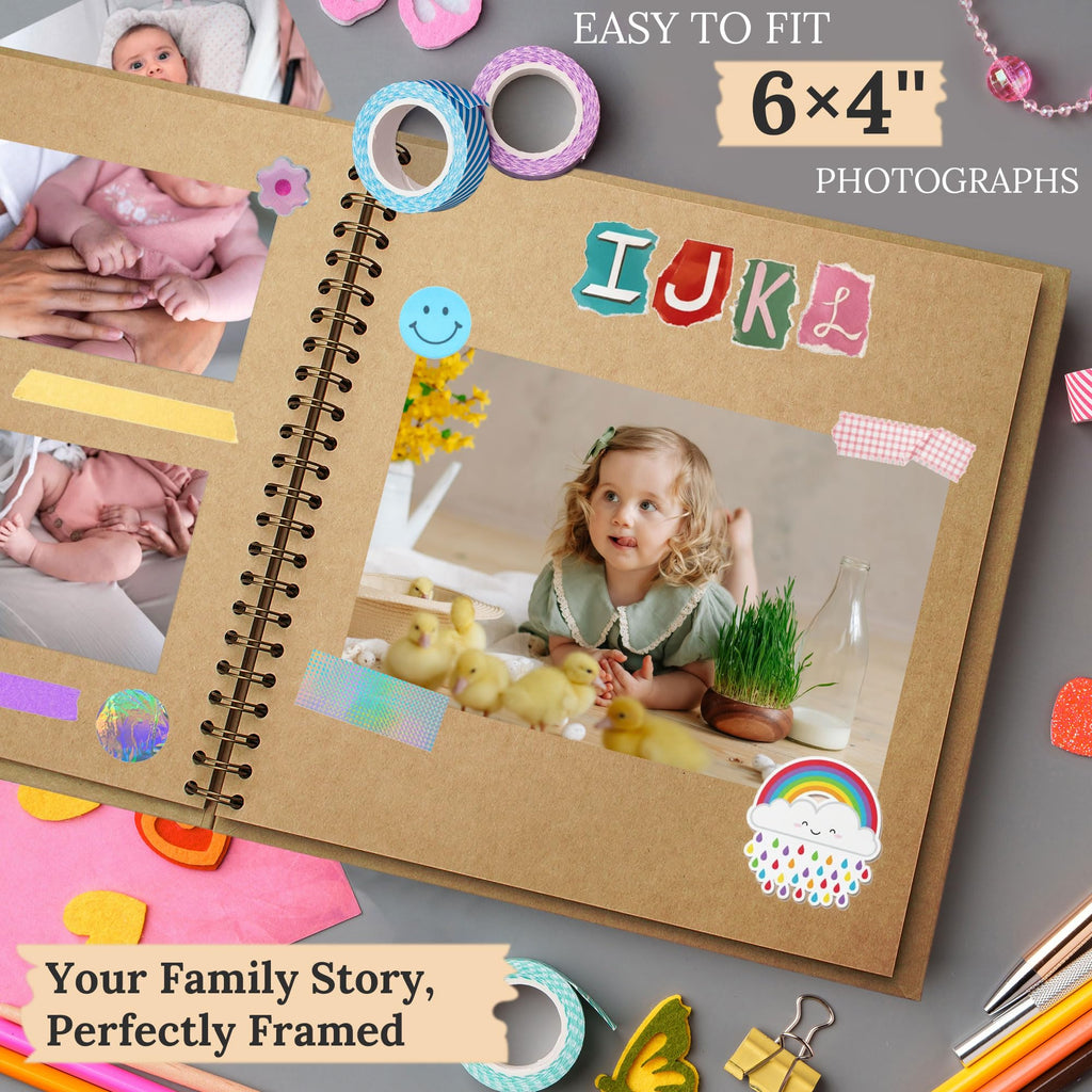 Polaroid Scrapbook Photo Album 7"x7" 20 Sheets 40 Pages Kraft Paper Khaki