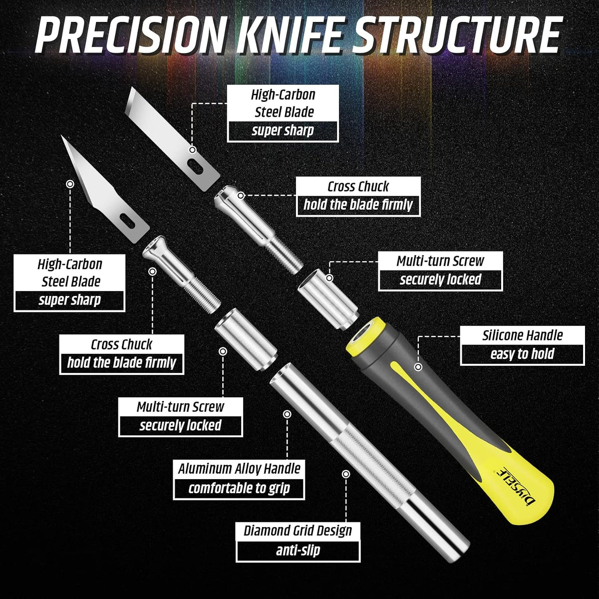 DIYSELF 16-Piece Precision Craft Knife & Hobby Knife Kit with Magnetic Storage Case