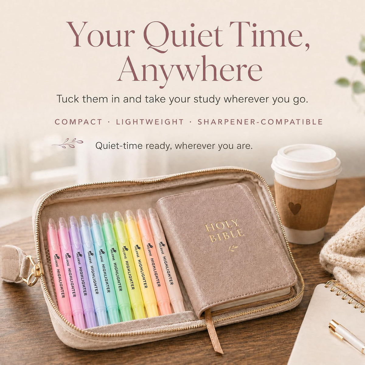 10 Pack Bible Safe Highlighters - Pastel Color, Wax Highlighters