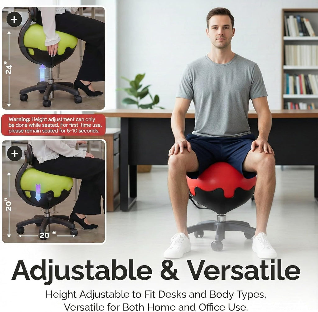 Aeromat Elite Yoga Ball Chair Active Sitting & Adjustable Height 250lbs Cap